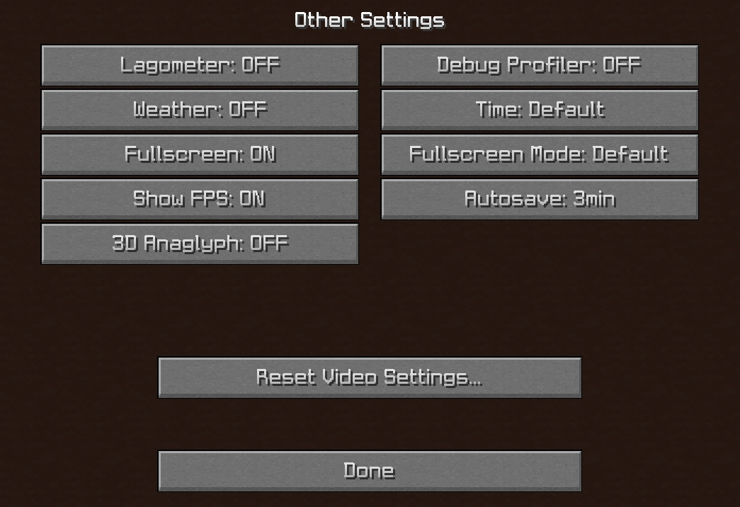 Minecraft Other Settings