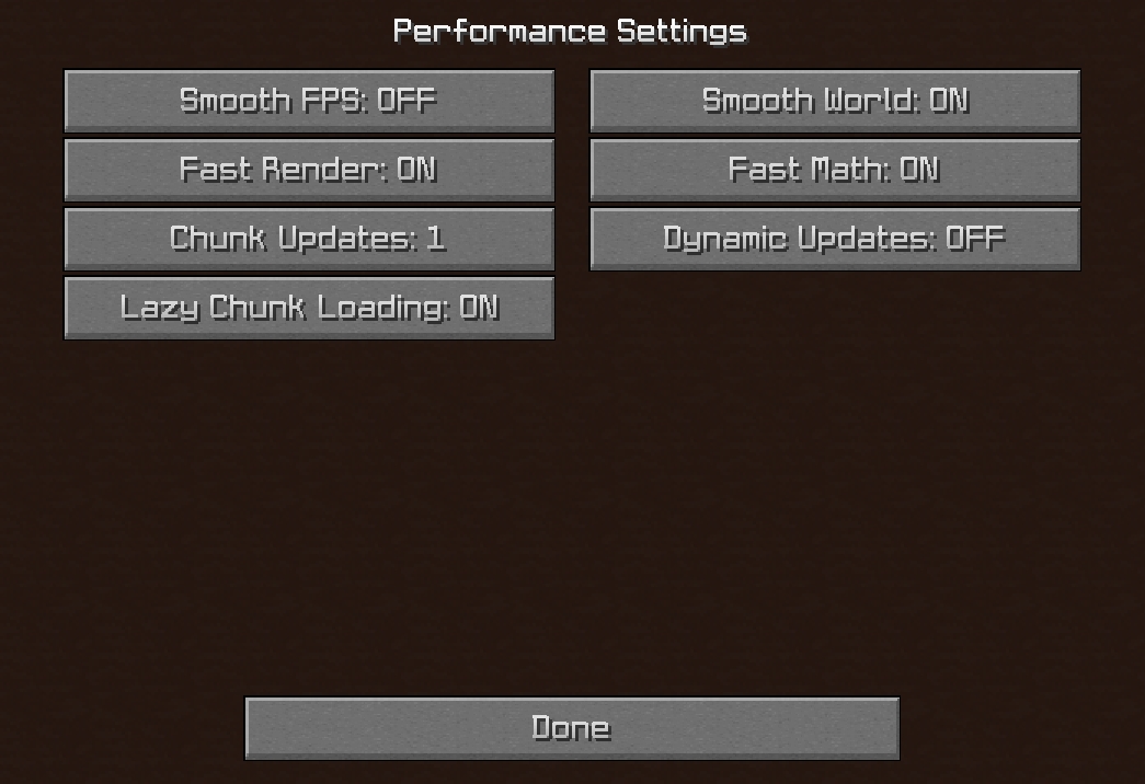 Minecraft Performance Settings