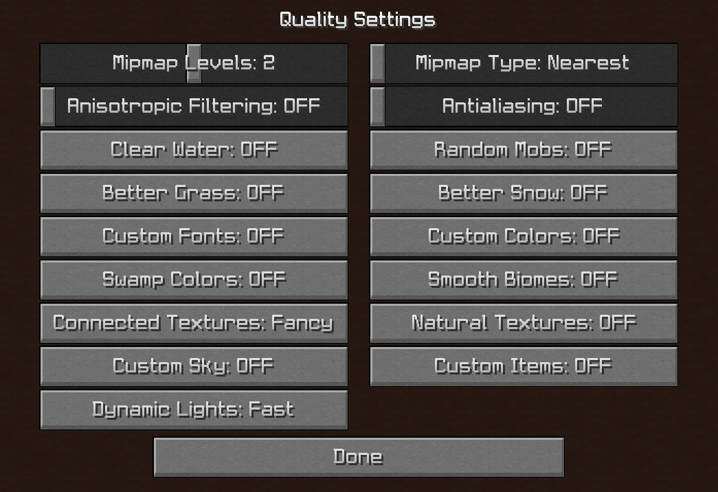 Minecraft Quality Settings