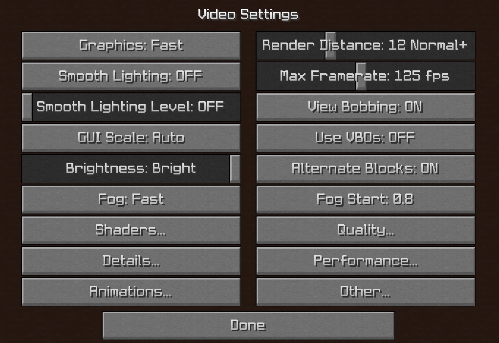 Minecraft Video Settings 